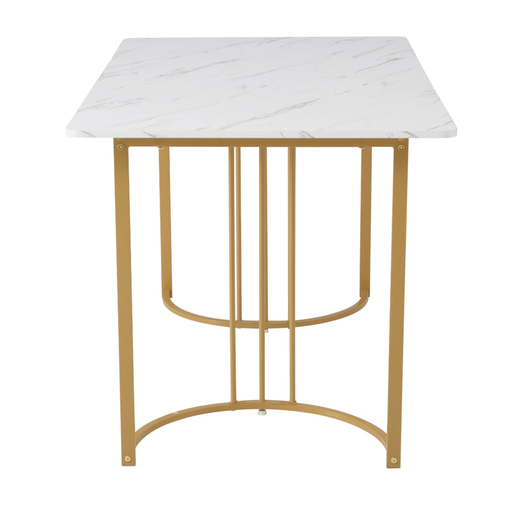 Set da pranzo 140x80x75 cm con tavolo effetto marmo; velluto beige