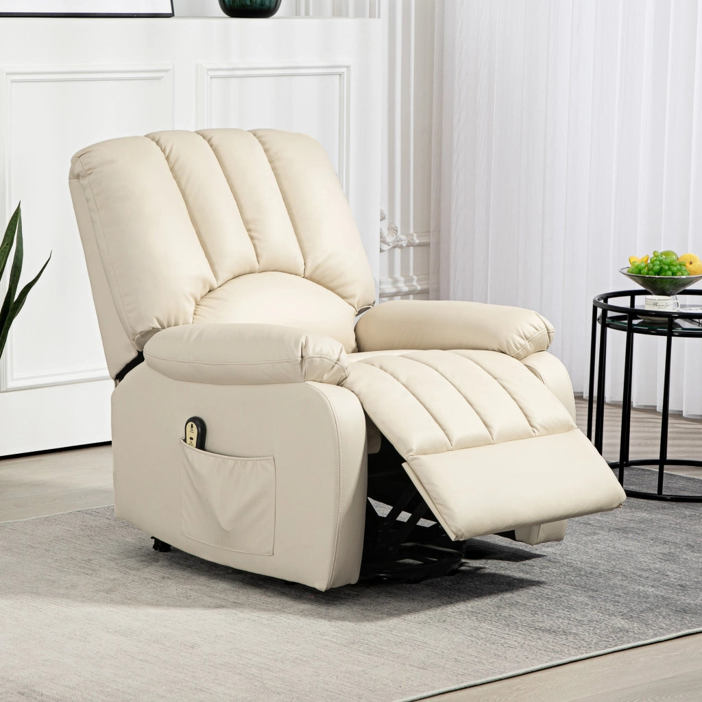 Poltrona relax elettrica alzapersona reclinabile con poggiapiedi e telecomando ¨C Xylo ¨C Beige