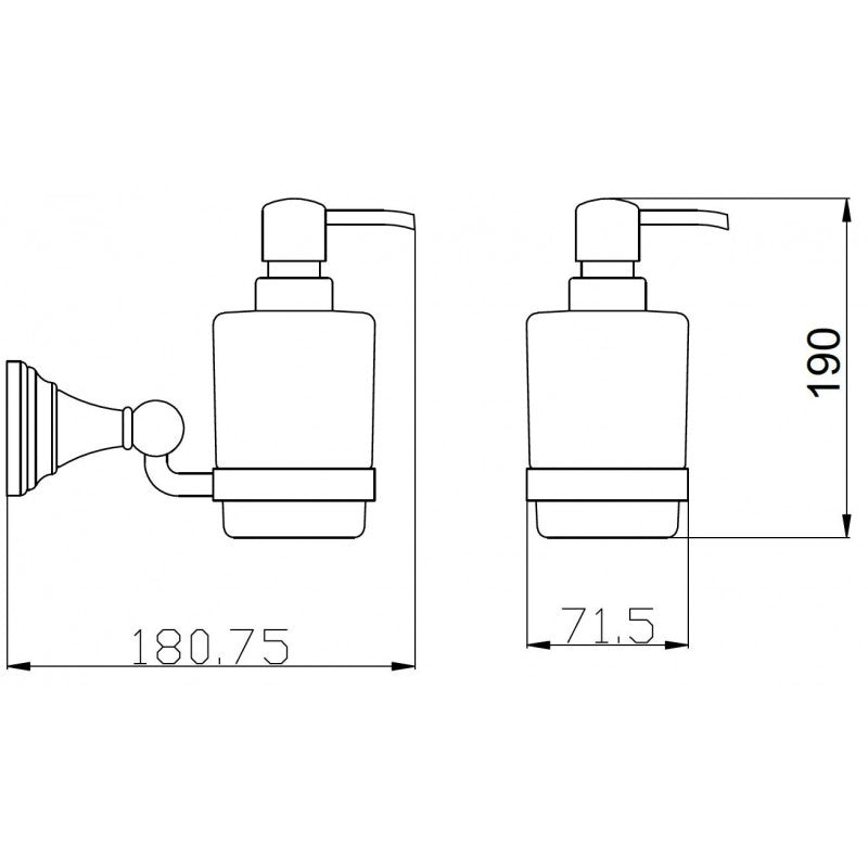 Dispenser di sapone retrò MORAVA in ottone dorato 18,1x7,15 x19 cm