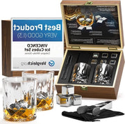 Set di blocchi di ghiaccio in acciaio inossidabile riciclabile da 6 + borsa di stoccaggio e manico di ghiaccio - Blocchi di ghiaccio metallici per whisky e cocktail - Senza diluizione
