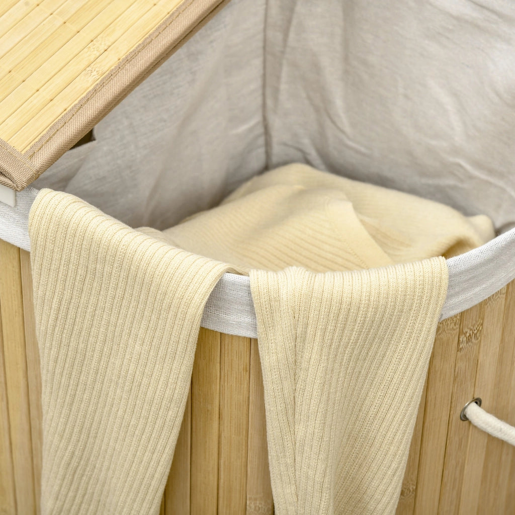 Cesto Portabiancheria a 2 Sezioni 62,5x37x60,5 cm Capacità 100L Sacca Interna Removibile