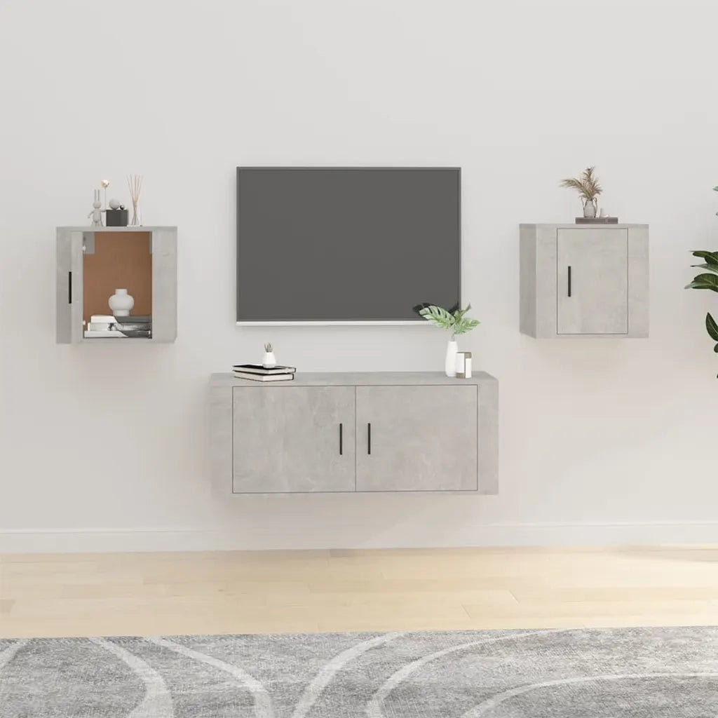 Mobili Porta TV a Parete 2 pz-Set di 2 Credenza per TV sospesa Grigio Cemento 40x34,5x40 cm