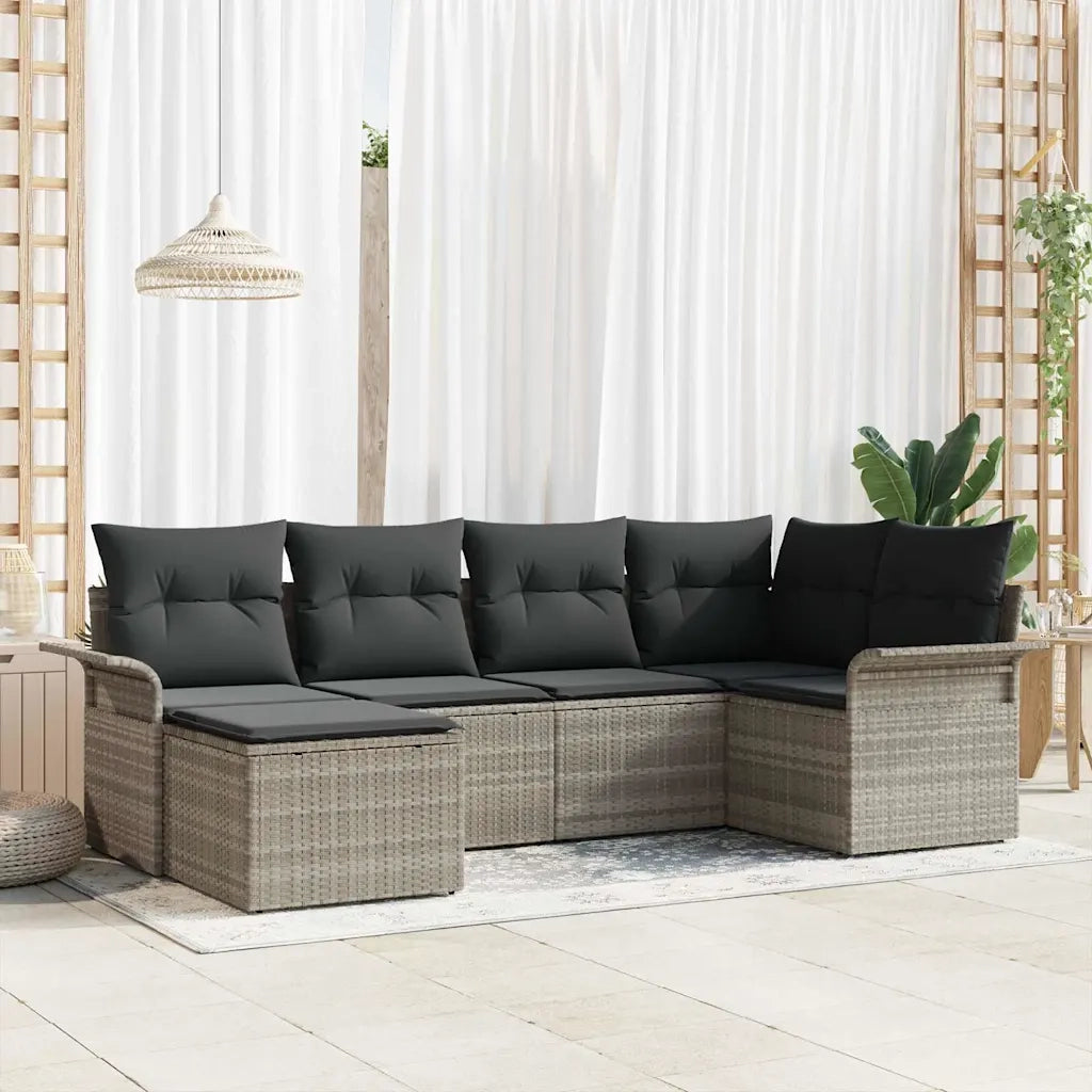 Set Divano da Giardino 6 pcs Grigio chiaro polyrattan 3354101