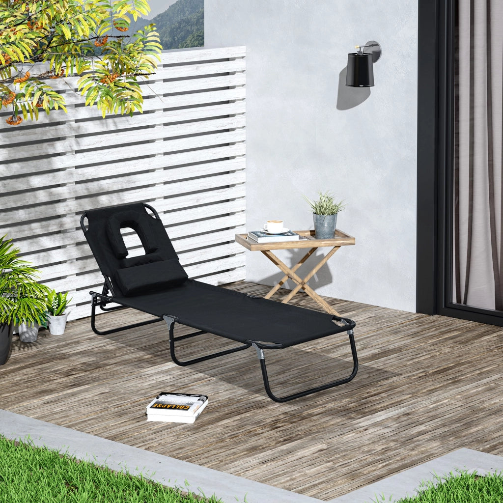 Poltrona da giardino reclinabile con poggiapiedi ¨C zephmum ¨C nero 190x56x28 cm