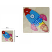 Trade Shop - Puzzle 3d In Legno Forma Di Razzo Colorato Gioco Bimbi Bambini Imparare 07325 -
