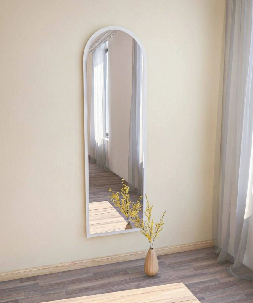 Specchio Artus, Specchiera, Articolo d'arredo a muro, Decorazione con specchio, 50x2h160 cm, Bianco