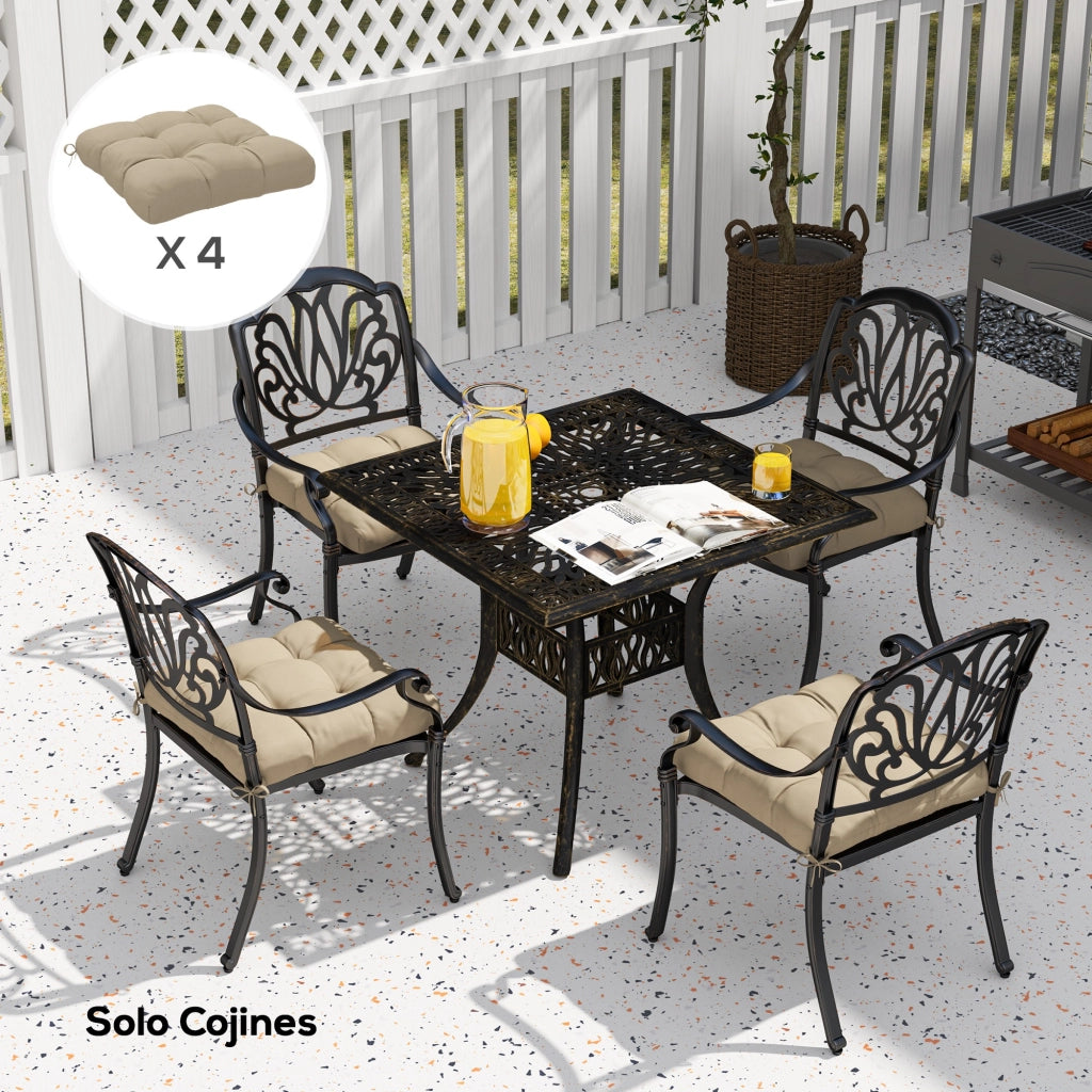 Cuscini per Sedie da Pranzo e Giardino ¨C zephmum ¨C Impermeabile, Anti-UV, 48x48x10 cm, Colore Cachi