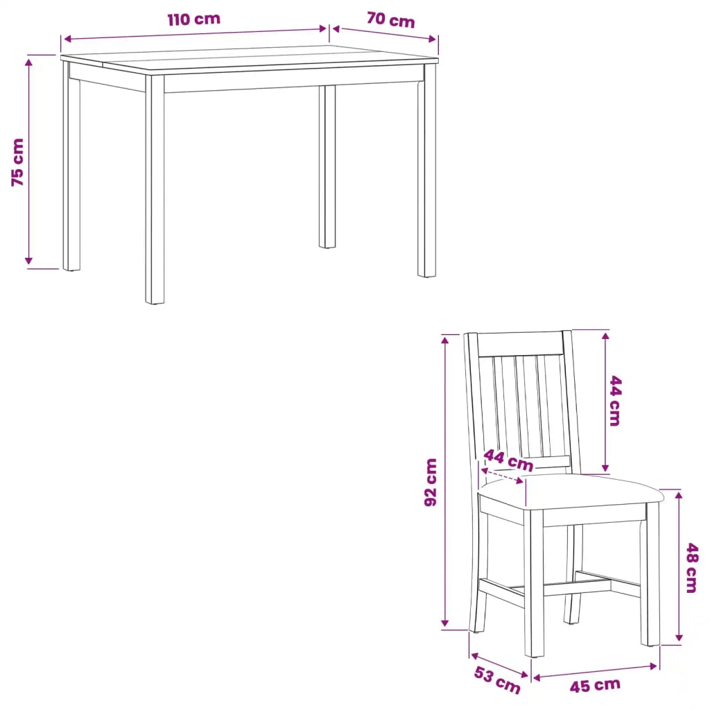 Set da pranzo 7 pz Grigio Legno di Quercia Massello 3430253
