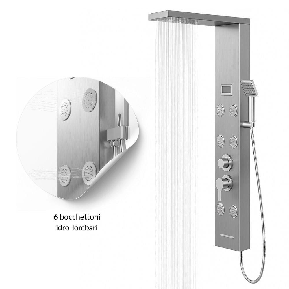 Colonna doccia york acciaio 4 funzioni display controllo temperatura 2 finiture *** finitura- cromo spazzolato, confe...