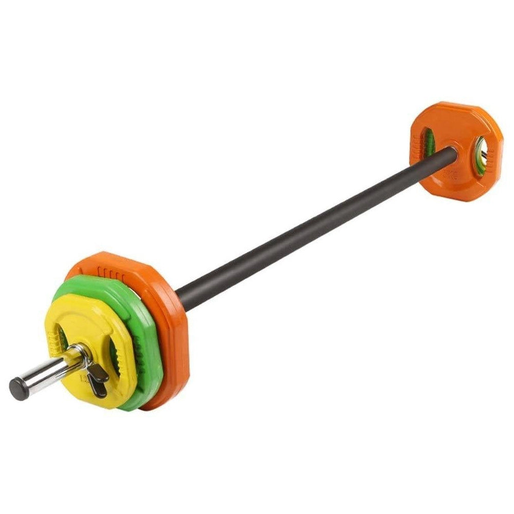 Trade Shop - Set Bilanciere Con Dischi Colorati Pesi Da 20kg Per Allenamento Home Gym Fitness -