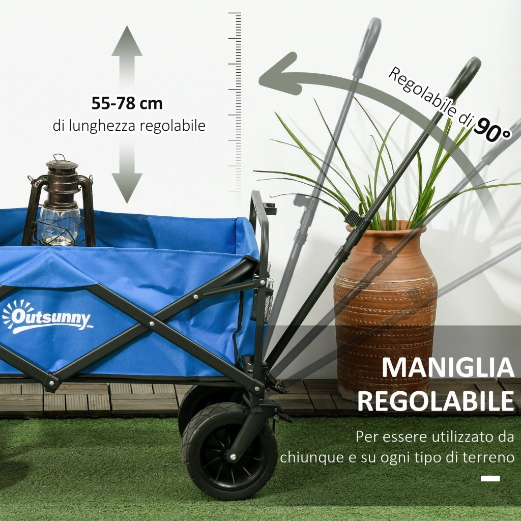 Carrello da Giardino 110L ¨C zephmum ¨C Blu Acciaio Tessuto