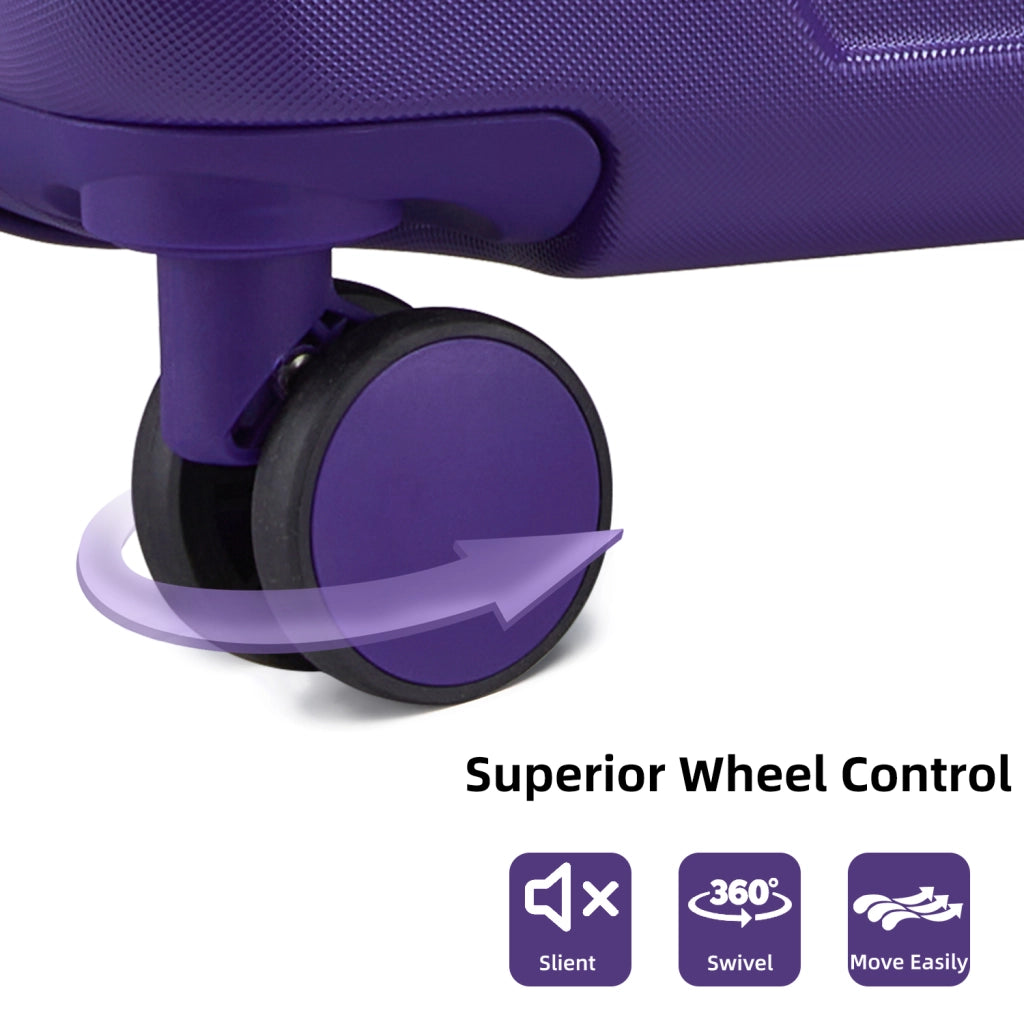 Set di valigie 6 pezzi espandibili rigide con ruote e lucchetto a combinazione con borsa da viaggio ABS viola scuro