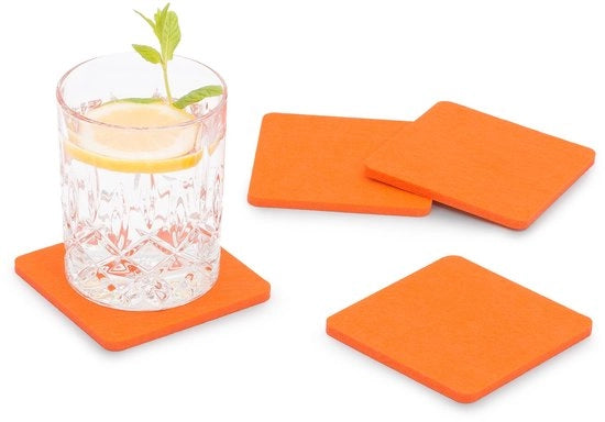 Pak di sottofili quadrato da 8 pezzi (colore selezionabile) arancione - sottofili per tavolo e bar come sostegni per bicchieri e bicchierini per vetro e bicchieri rettangolari quadrati.