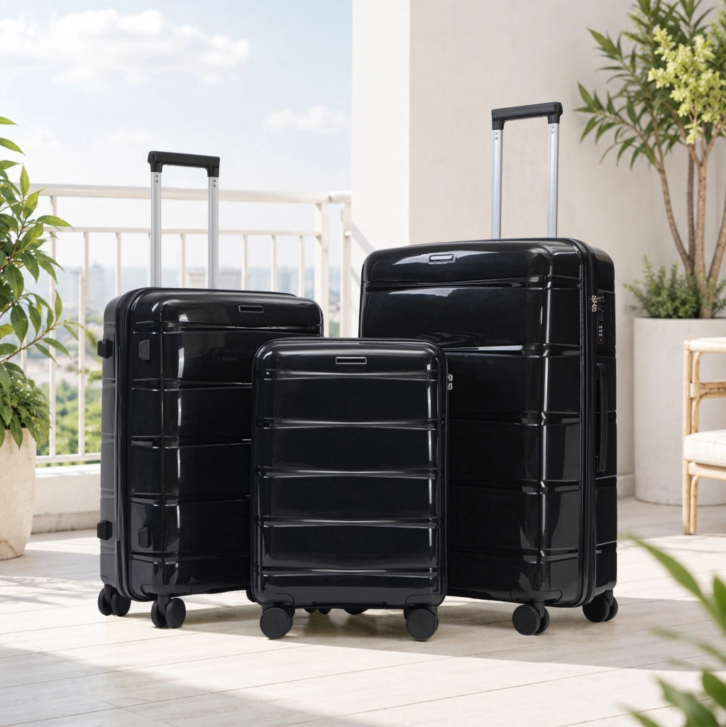 TROLLEY Set da 3 pezzi 50,8/61/71,1 cm in PP Nero