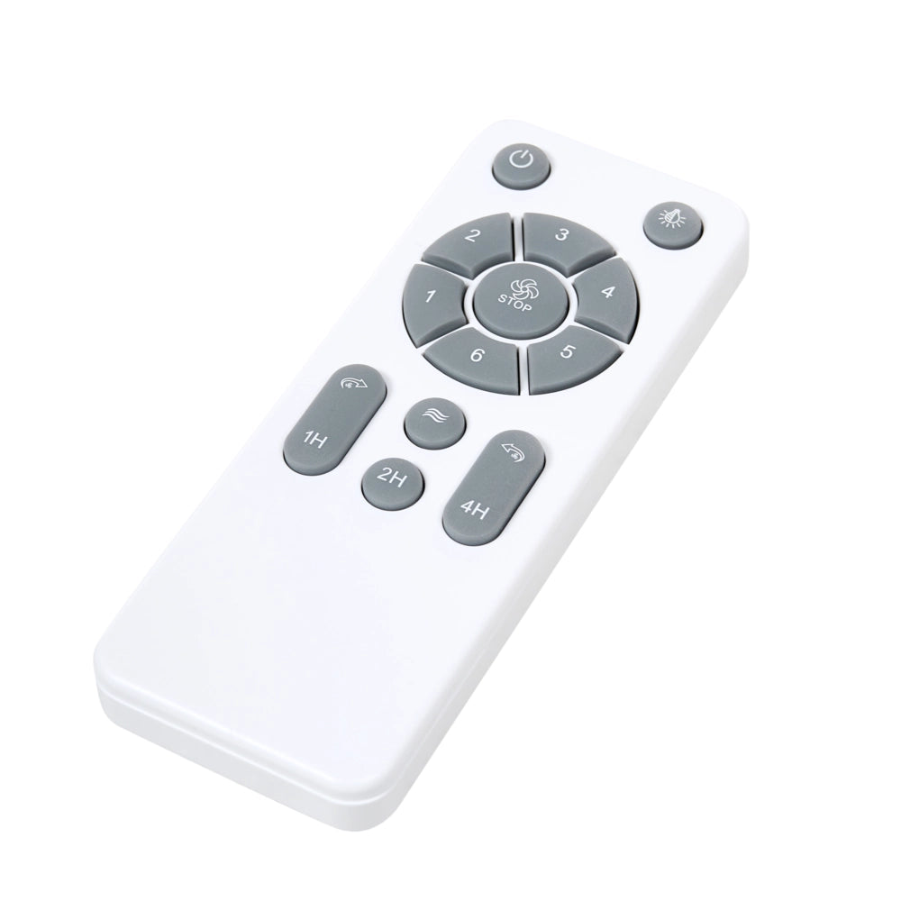Ventilatore da soffitto marrone in materiale sintetico con telecomando per soggiorno moderno in stile scandinavo