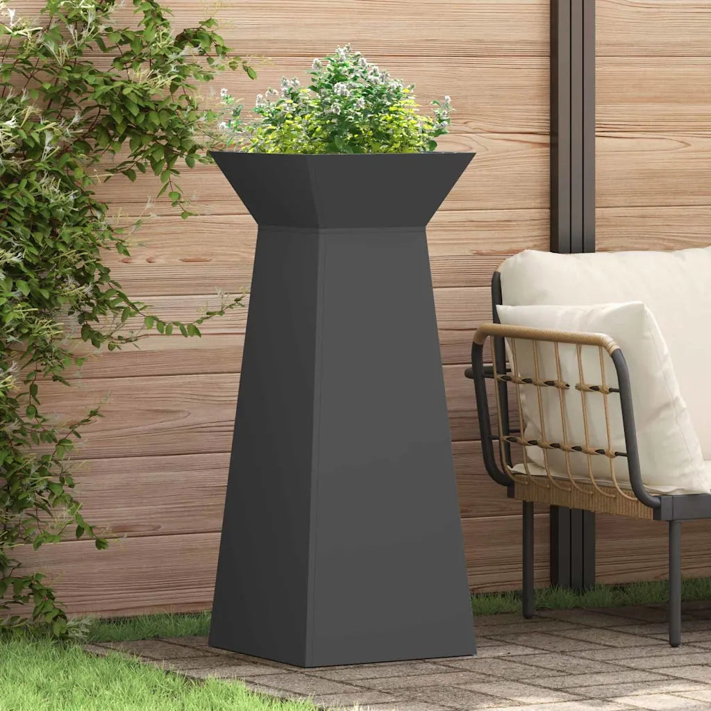 Vaso a Pilastro-Fioriera da Esterno-Contenitore per Piante Nero 40 x 40 x 100 cm