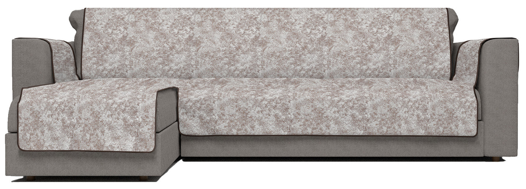 Copridivano con Penisola Sinistra Seduta 290 cm in Poliestere e Cotone Marrone