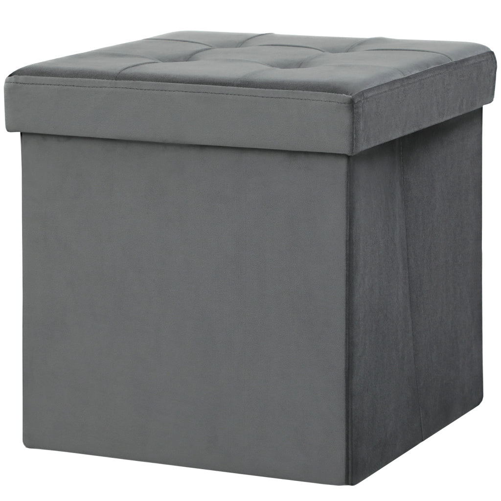Sgabello ripiano con contenitore ¨C zephmum ¨C grigio 38x38x45 cm