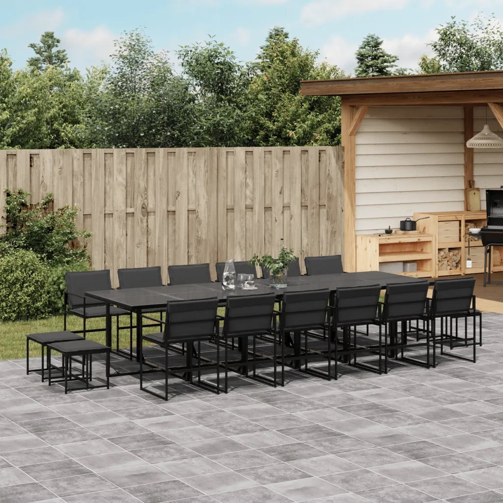 vidaXL Set da Pranzo da Giardino 17 pz con Cuscini Nero in Textilene
