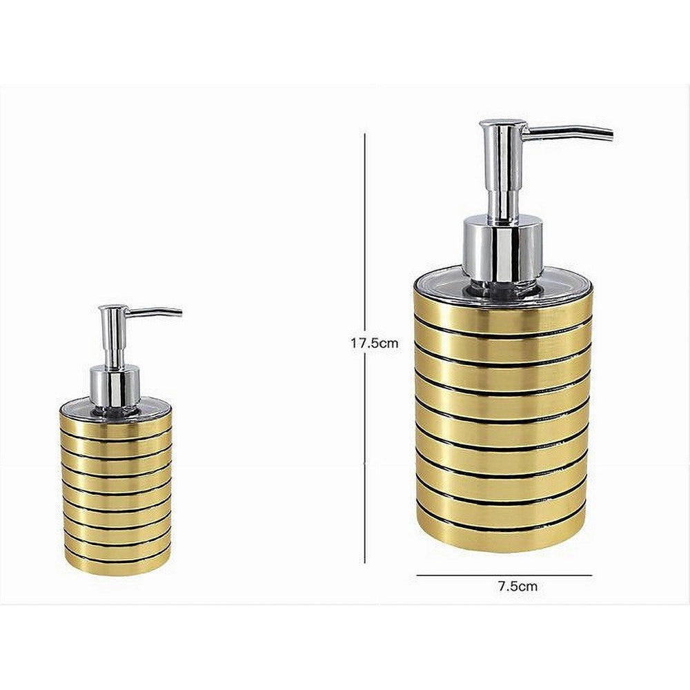 Trade Shop - Dispenser Per Sapone Liquido Oro A Righe Moderno Portasapone Arredo Bagno 10384 -