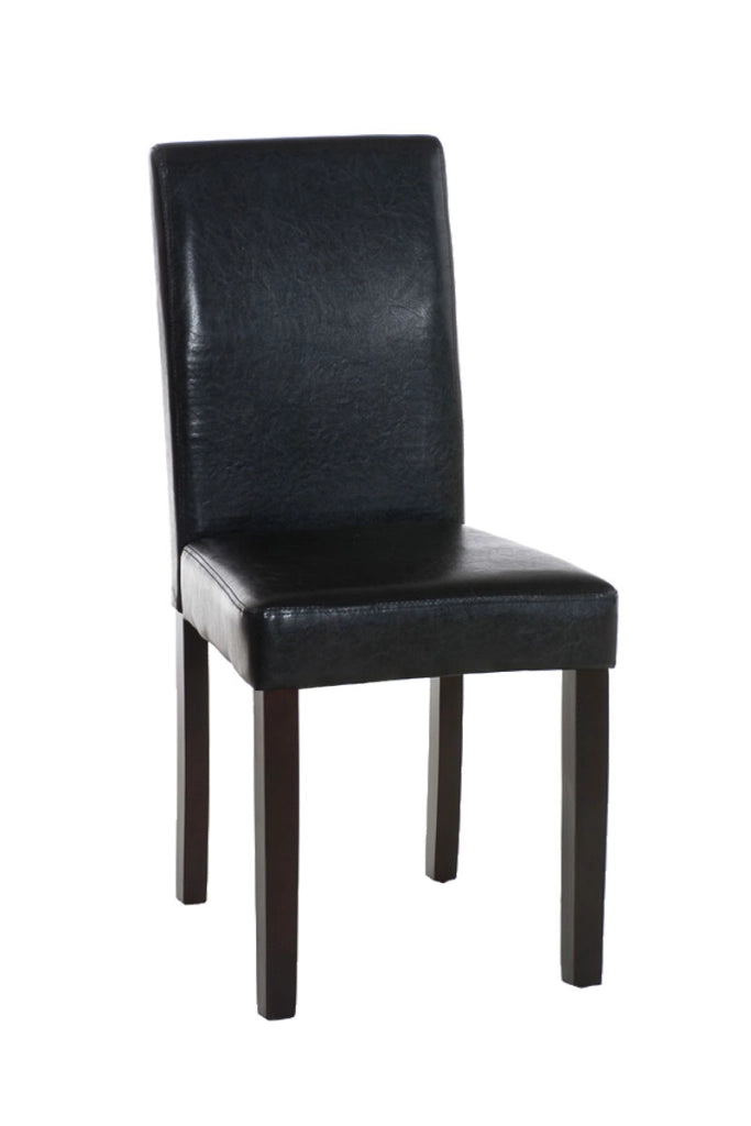 Sedia da pranzo Ina in similpelle nero,marrone scuro