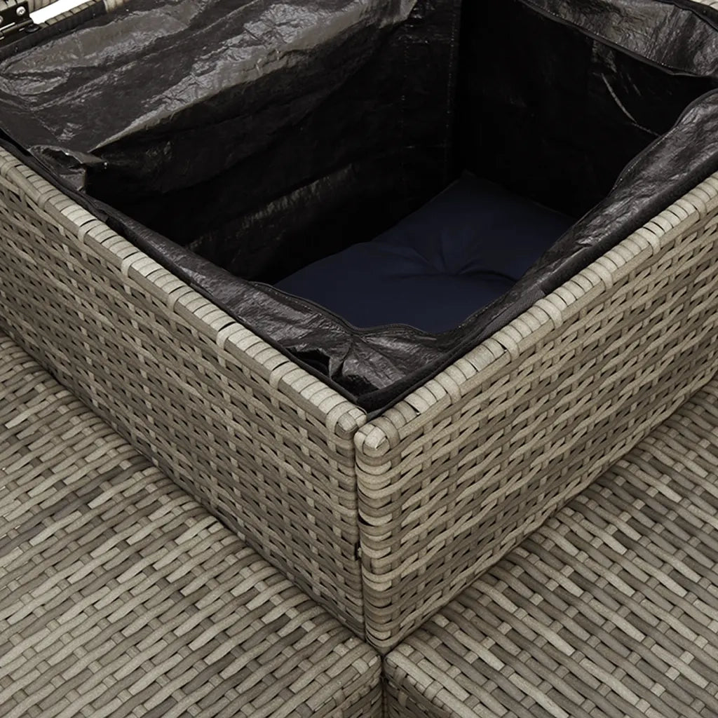Divano da giardino con Tavolino e cuscini a forma di L in Polyrattan Grigio 369034