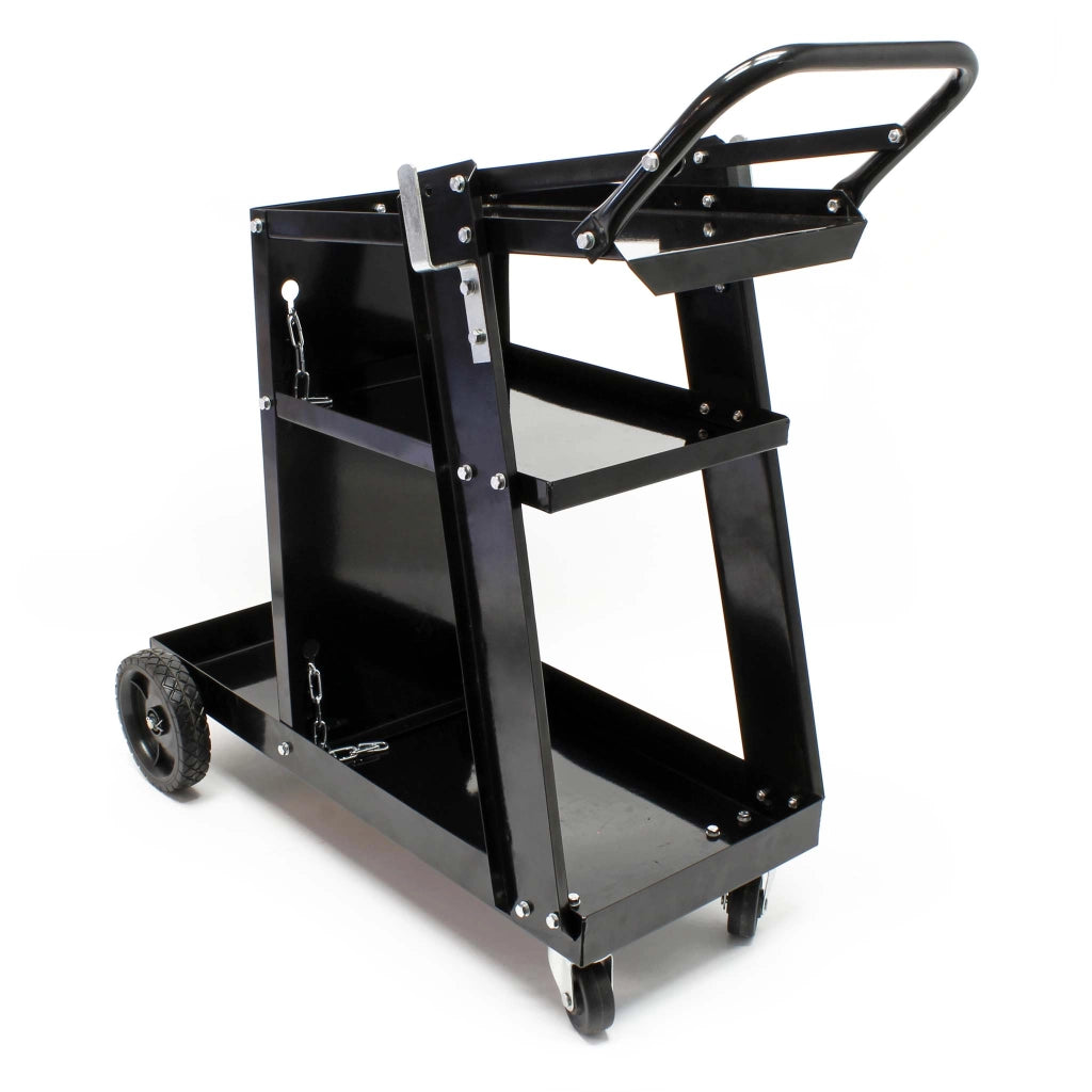 Carrello porta saldatrice max 45 kg, 3 ripiani con vano bombola, Carrello da officina per saldatura