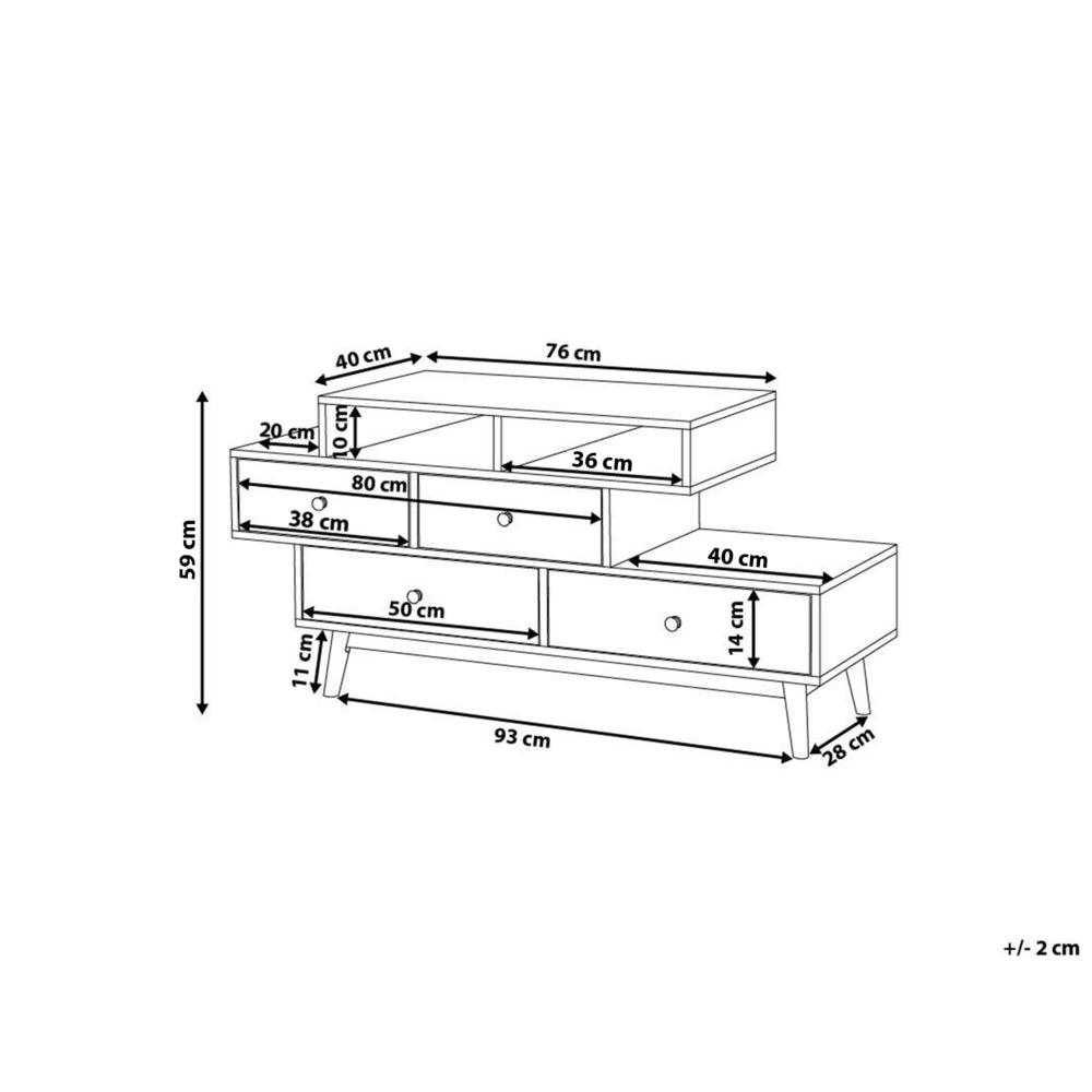Credenza Marrone 4 Cassetti 2 ripiani Design asimmetrico scandinavo
