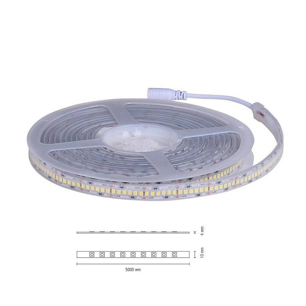 Trade Shop - Striscia Led 24v Impermeabile Ip65 Con 1200 Led Luce Naturale 4000k Da 45 Watt -