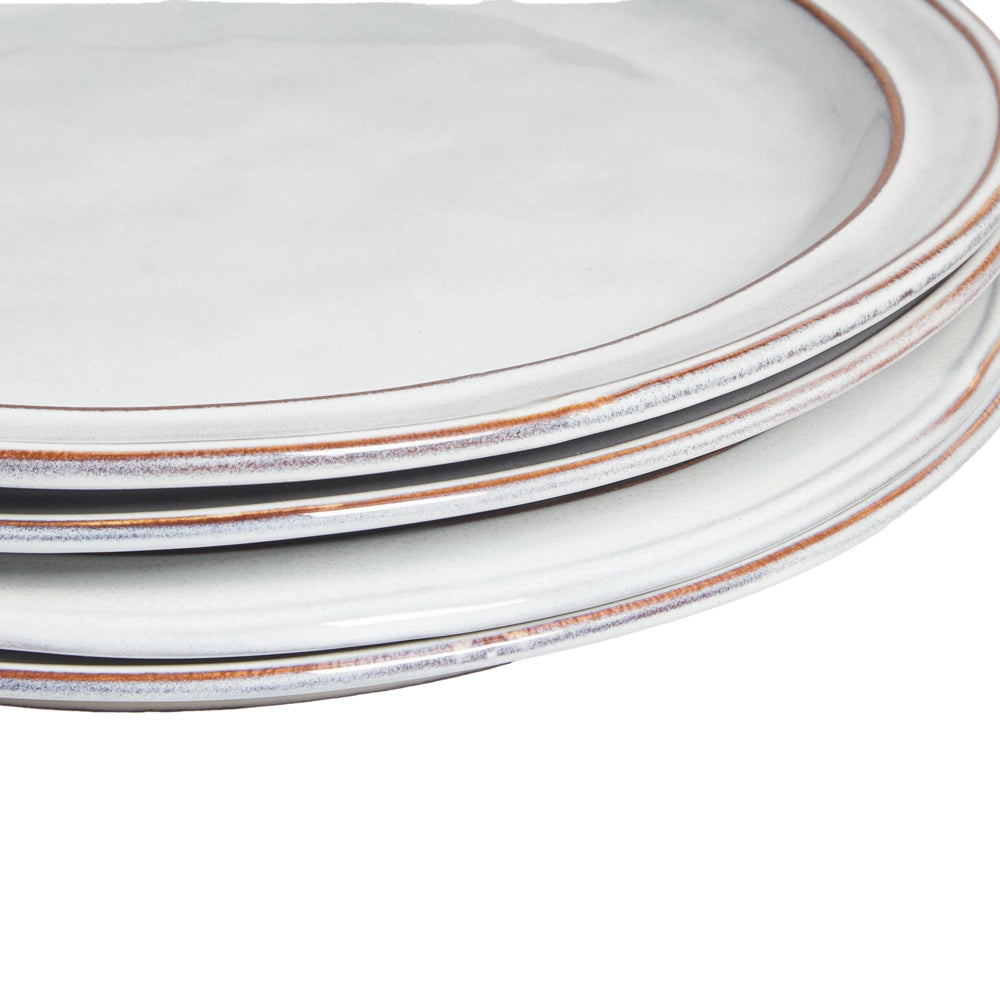 Set di 12 stoviglie in gres caolino grigio chiaro lavorato a mano con smalto reattivo Cucina Sala da pranzo