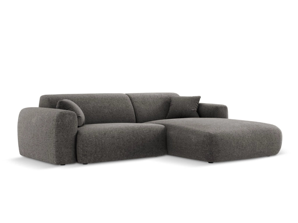 Cosmopolitan Design - Divano angolare destro "Nolio" 4 posti in ciniglia grigio 