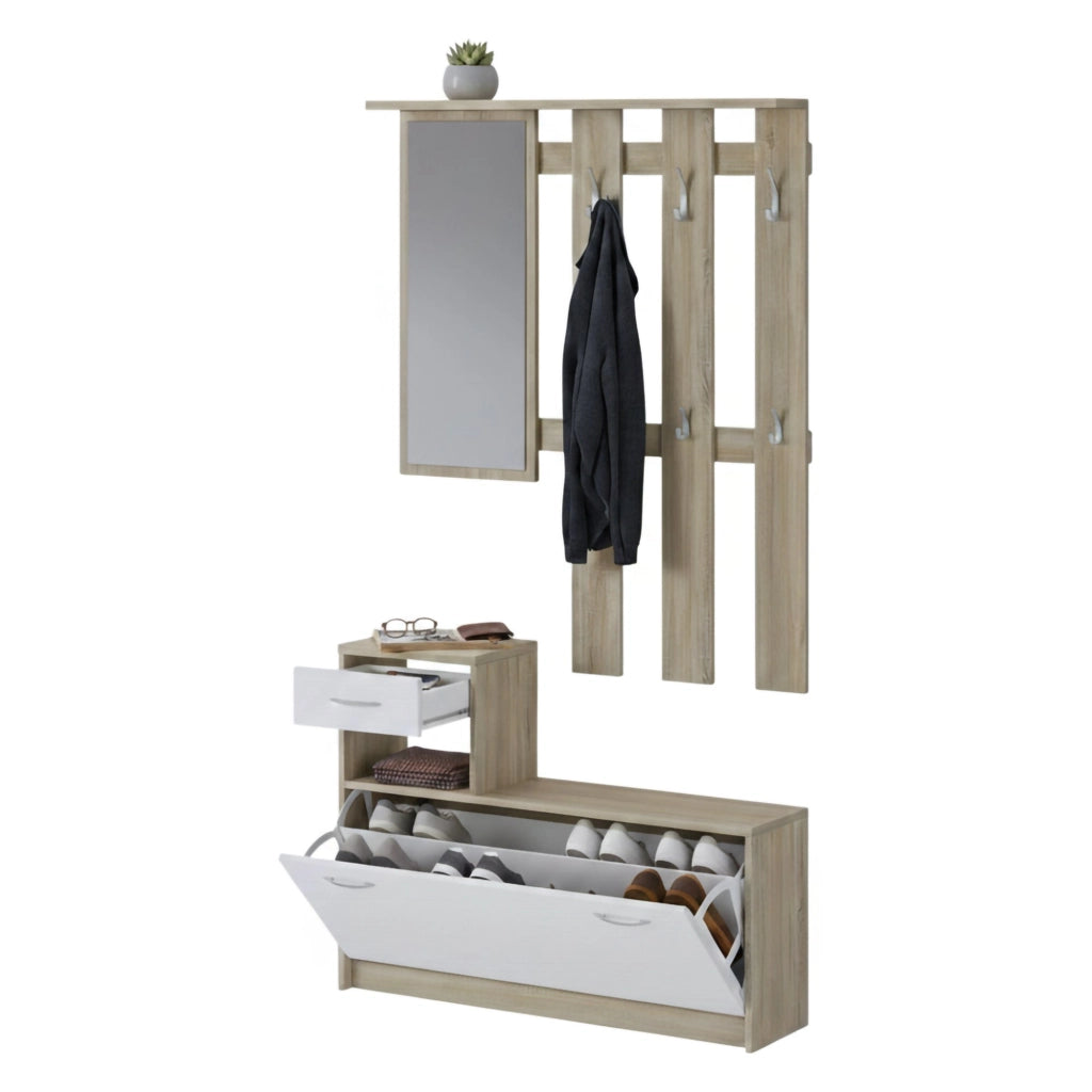 Garolfo, Mobile da Ingresso Specchio Incluso, 25.5x100x190h cm Bianco