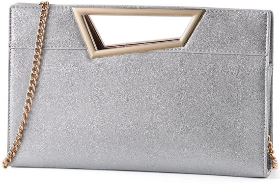 Borsa a Tracolla per Donna, Clutch in Argento, Piccola Borsa Elegante per Matrimonio, Festa e Cene