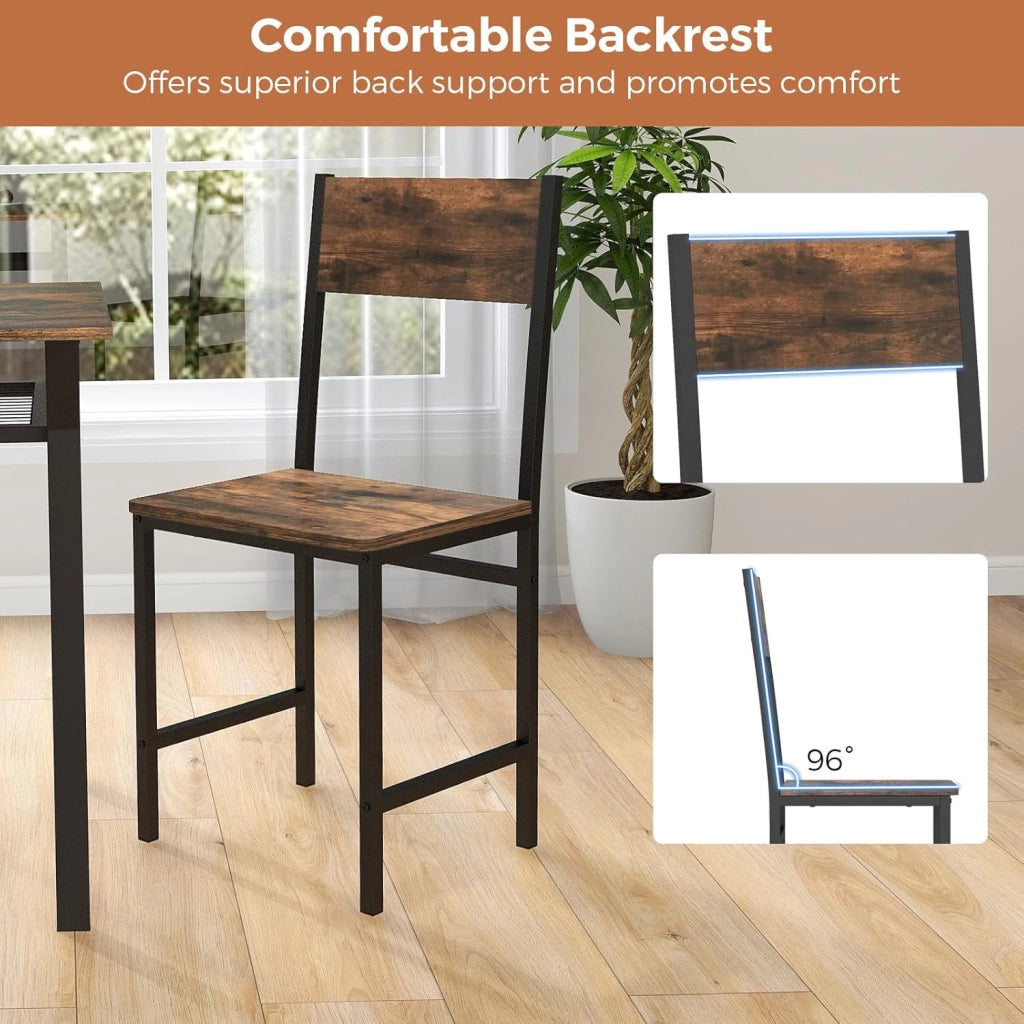 Set di 2 sedie da sala da pranzo, sedie da cucina con gambe in metallo, schienale inclinato, seduta grande, sedie industriali per cucina, sala da pranzo, ufficio, carico 150 kg
