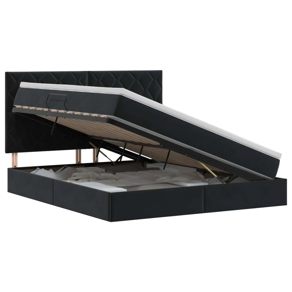 Letto con contenitore e materasso Nero 160 x 200 cm Velluto 3459761