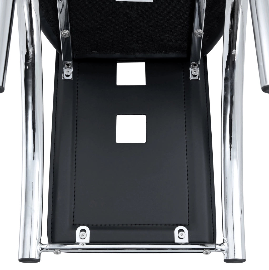 Set 2 sedie da pranzo nere in PU con gambe argentate