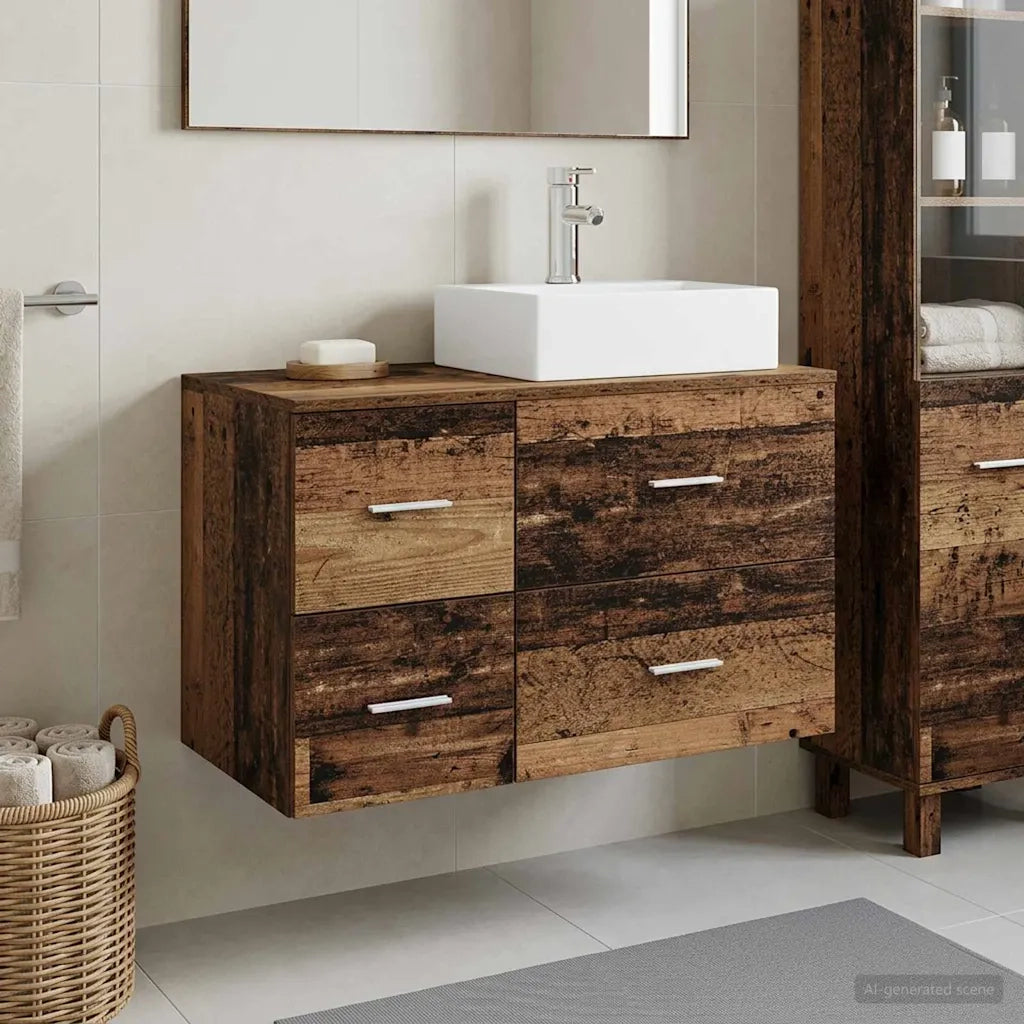 Set di mobili per il bagno 2 pz Legno antico 3403974