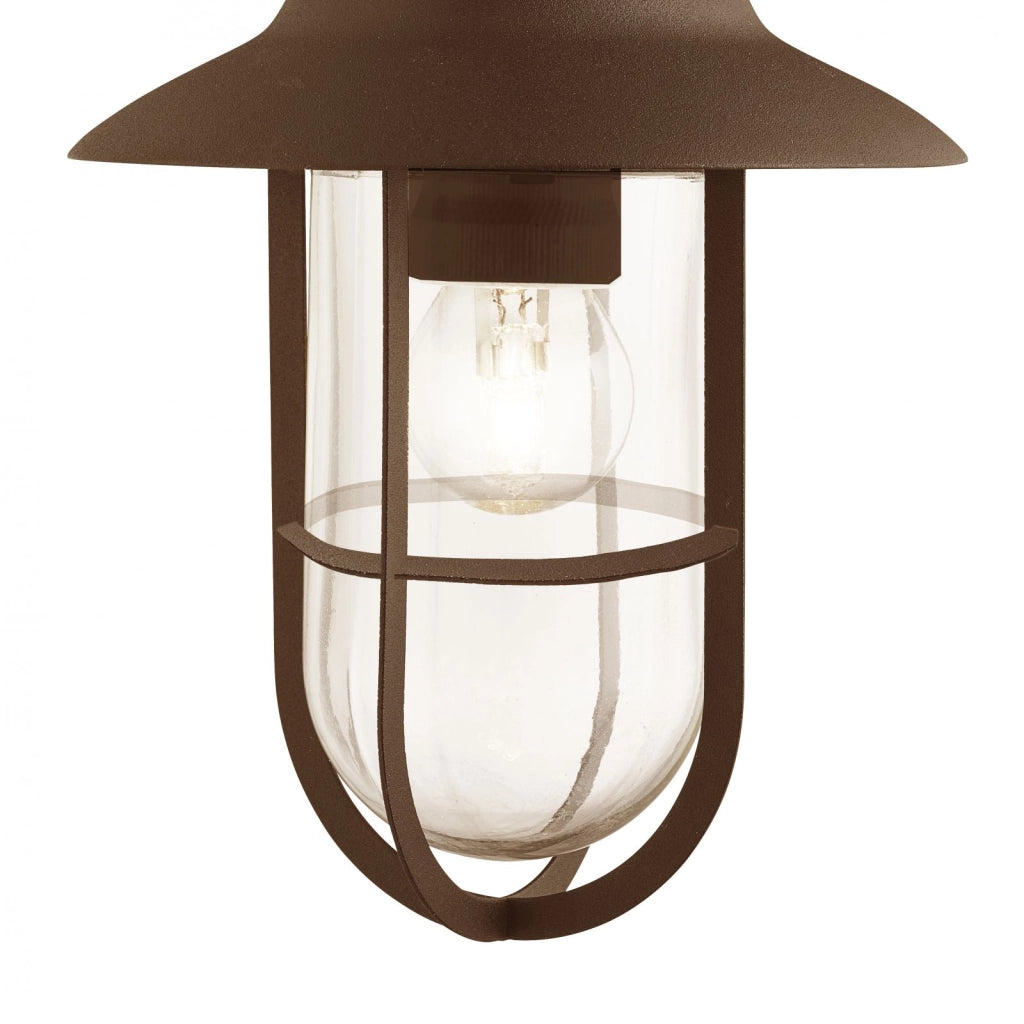 Lampada da parete per esterni Toronto - Metallo marrone rustico e vetro trasparente
