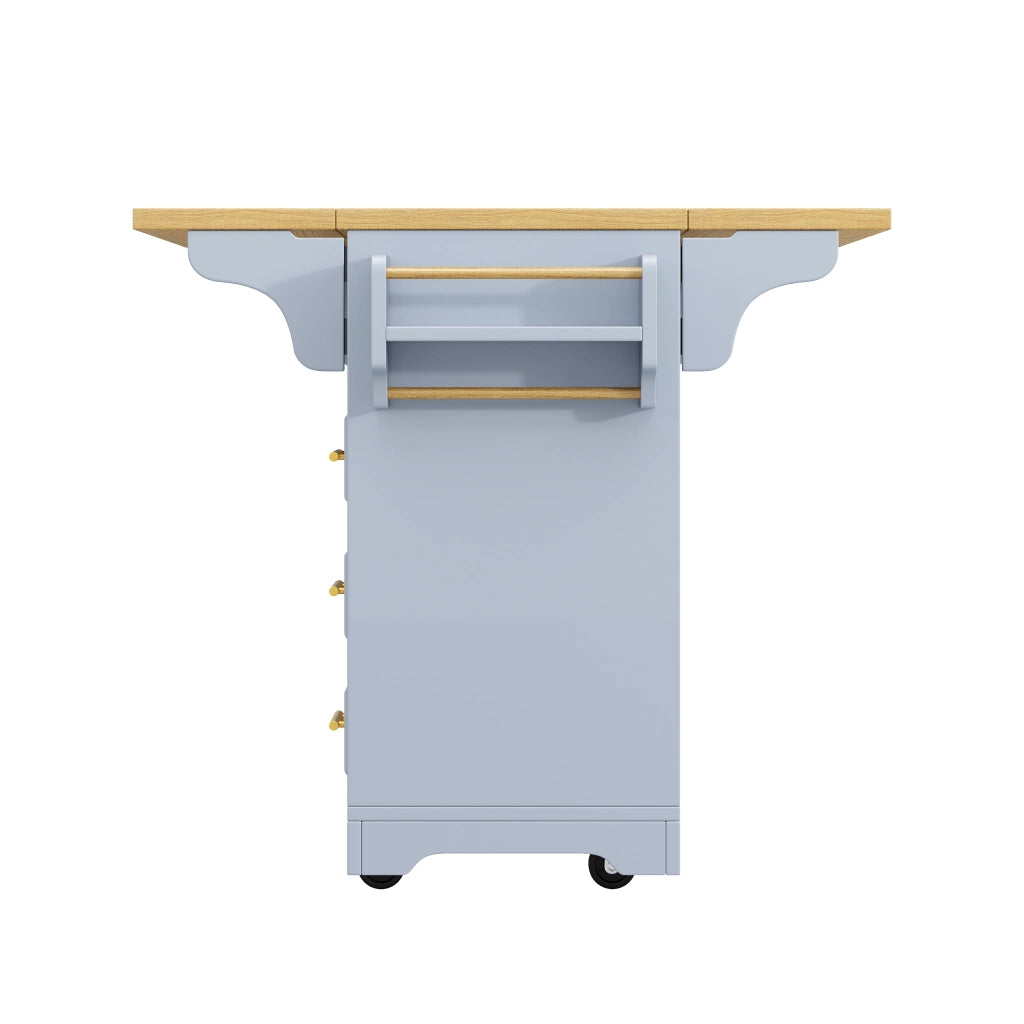 Isola da cucina 120x40(80)x95 cm con piani estensibili in MDF blu