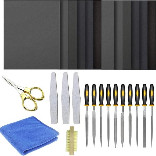 Kit per lavori con resina - 19 pezzi - per creare gioielli con resina epoxy - inclusa carta abrasiva e taglierina
