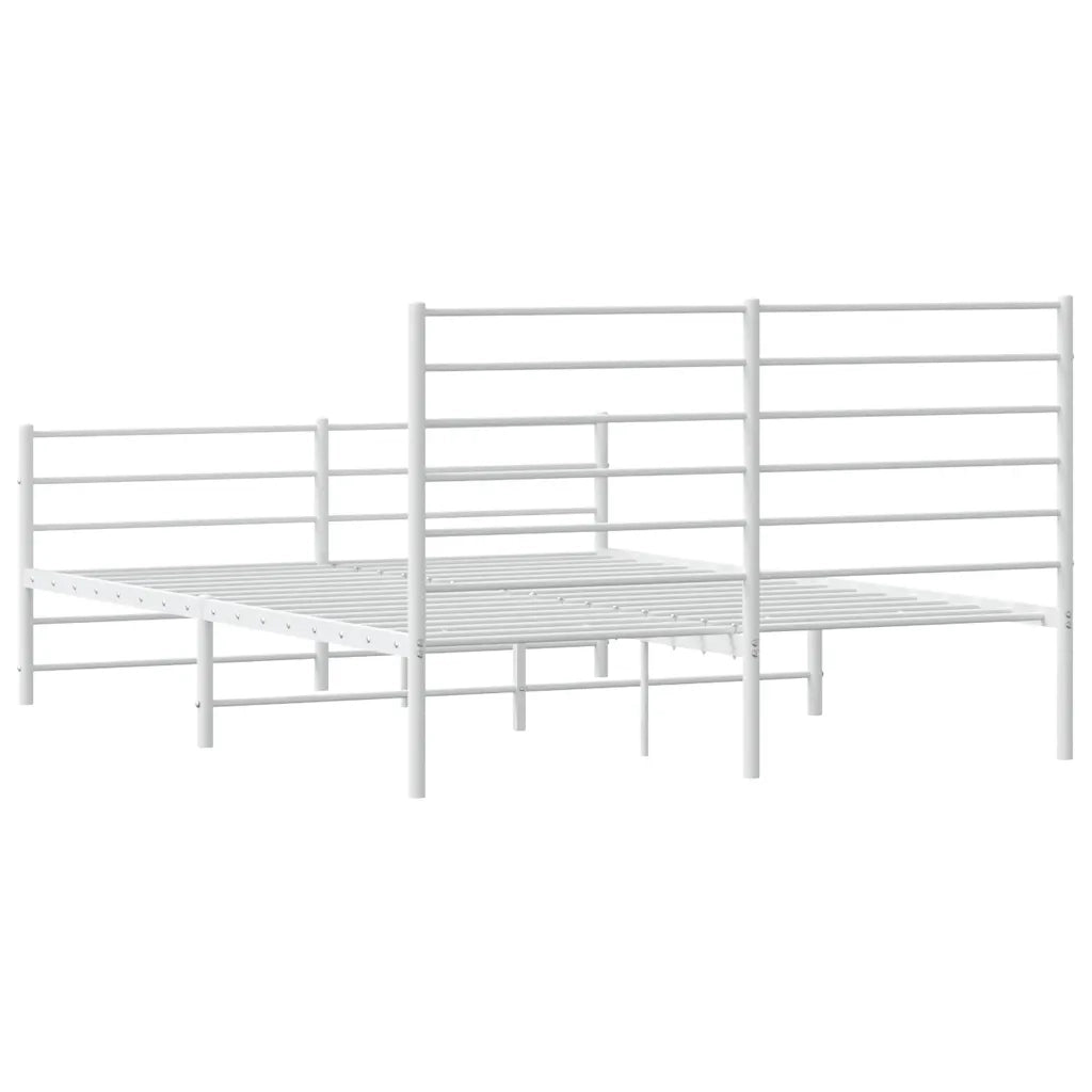 Giroletto con Testiera e Pediera Metallo Bianco 150x200 cm 352388
