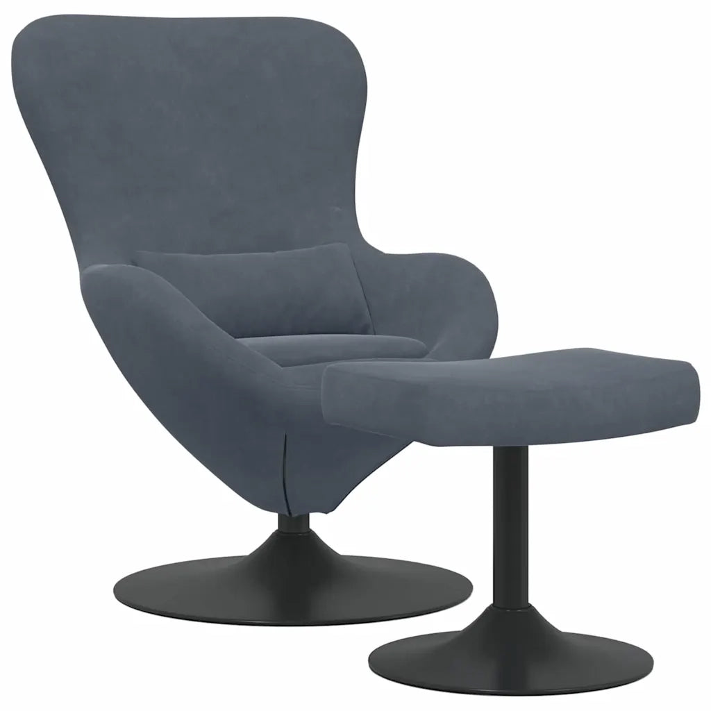 Sedia Egg con Pouf Grigio scuro Velluto 42002745