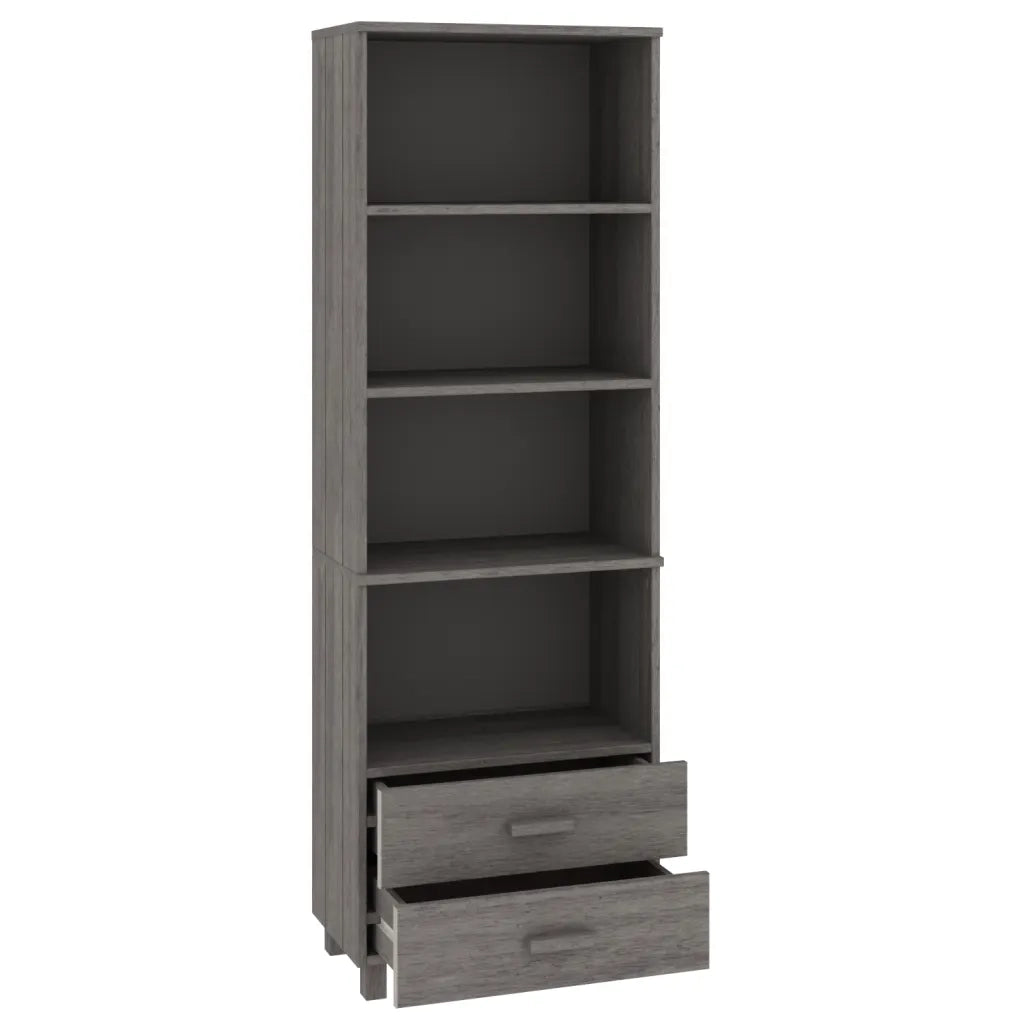 Credenza HAMAR Grigio Chiaro 60x35x180cm Legno Massello di Pino 340491