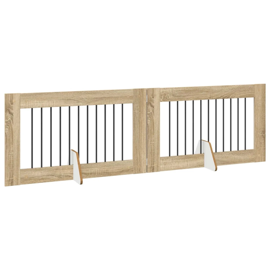 Cancello per cani con supporti 2 pcs Rovere Sonoma 100 x 60 cm 892110