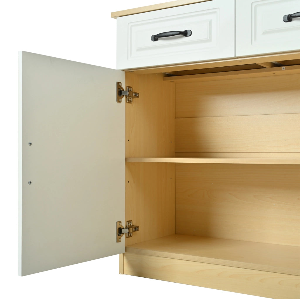 Credenza multifunzione con 4 cassetti e 4 ante, 160 cm, bianco