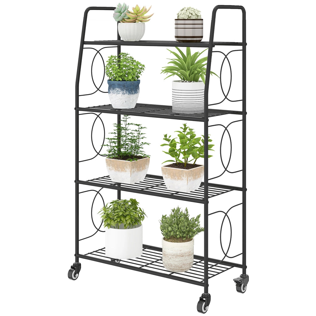 Libreria a 4 Ripiani in Metallo con Ruote ¨C Zephmum ¨C 67x29x114 cm Nero