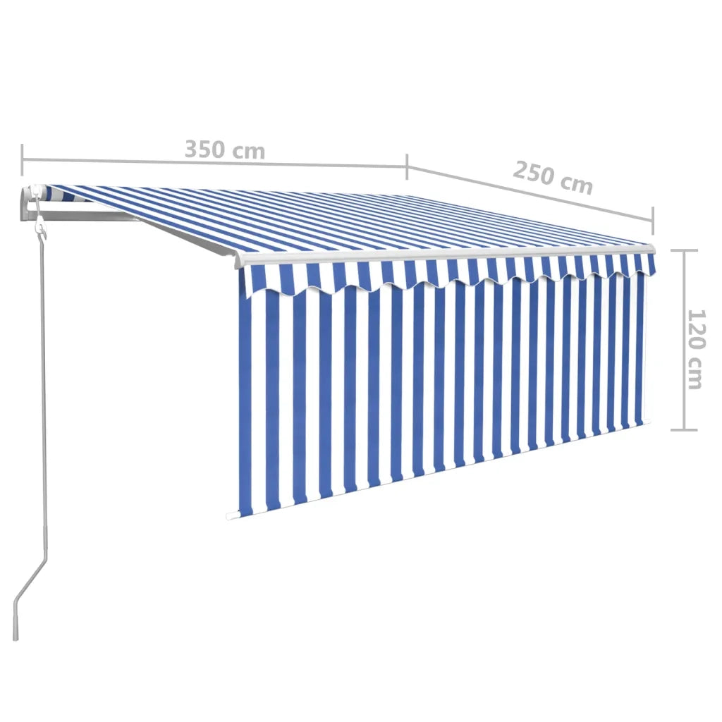 Tenda Sole Retrattile Automatica Parasole 3,5x2,5m Blu Bianco 3069286
