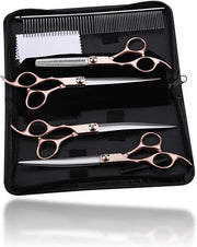 Kit di taglio per cani a 4 lame con borsa in pelle per animali domestici con pelo lungo