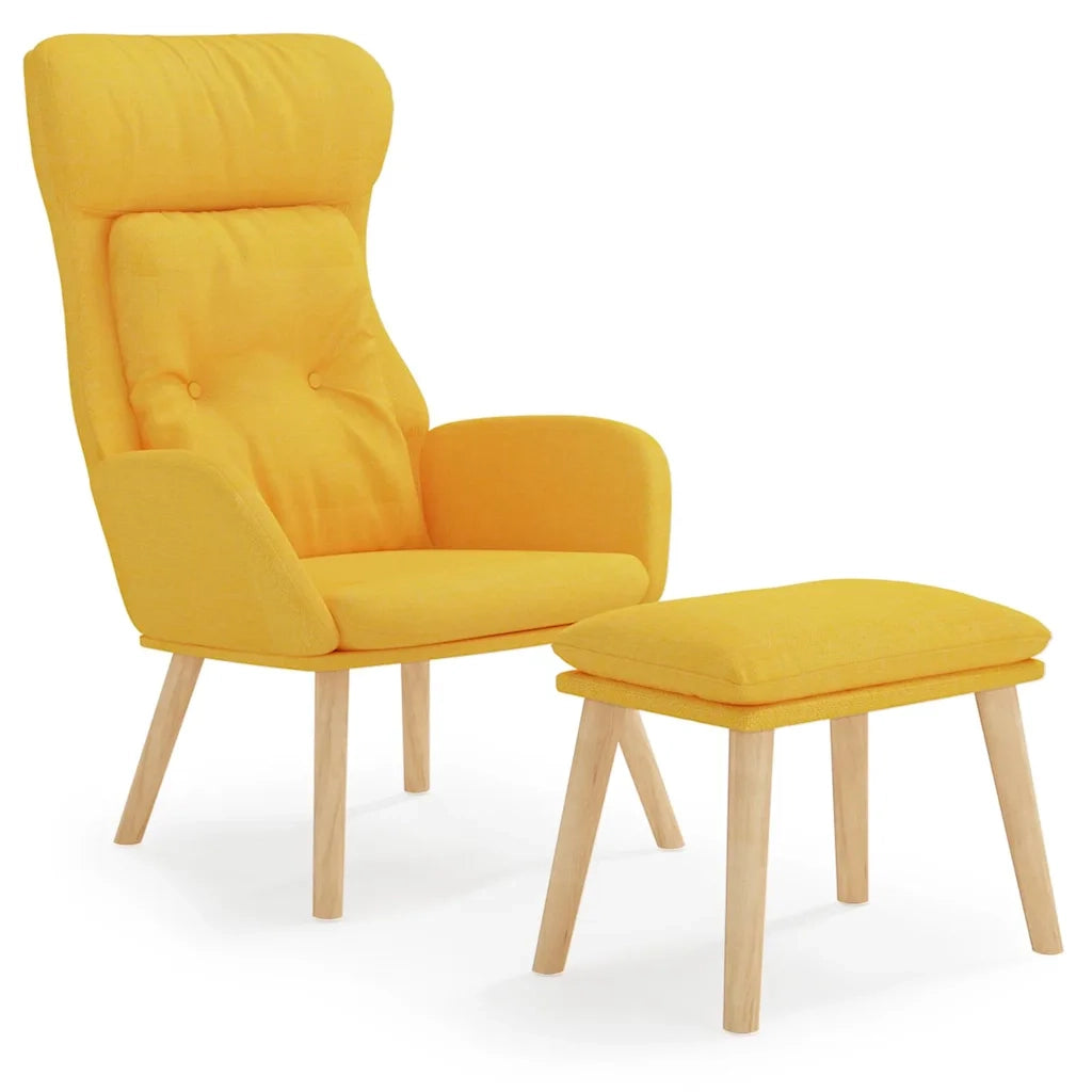 Divano Sedia-Poltrona Relax con Poggiapiedi Giallo Senape in Tessuto 236178