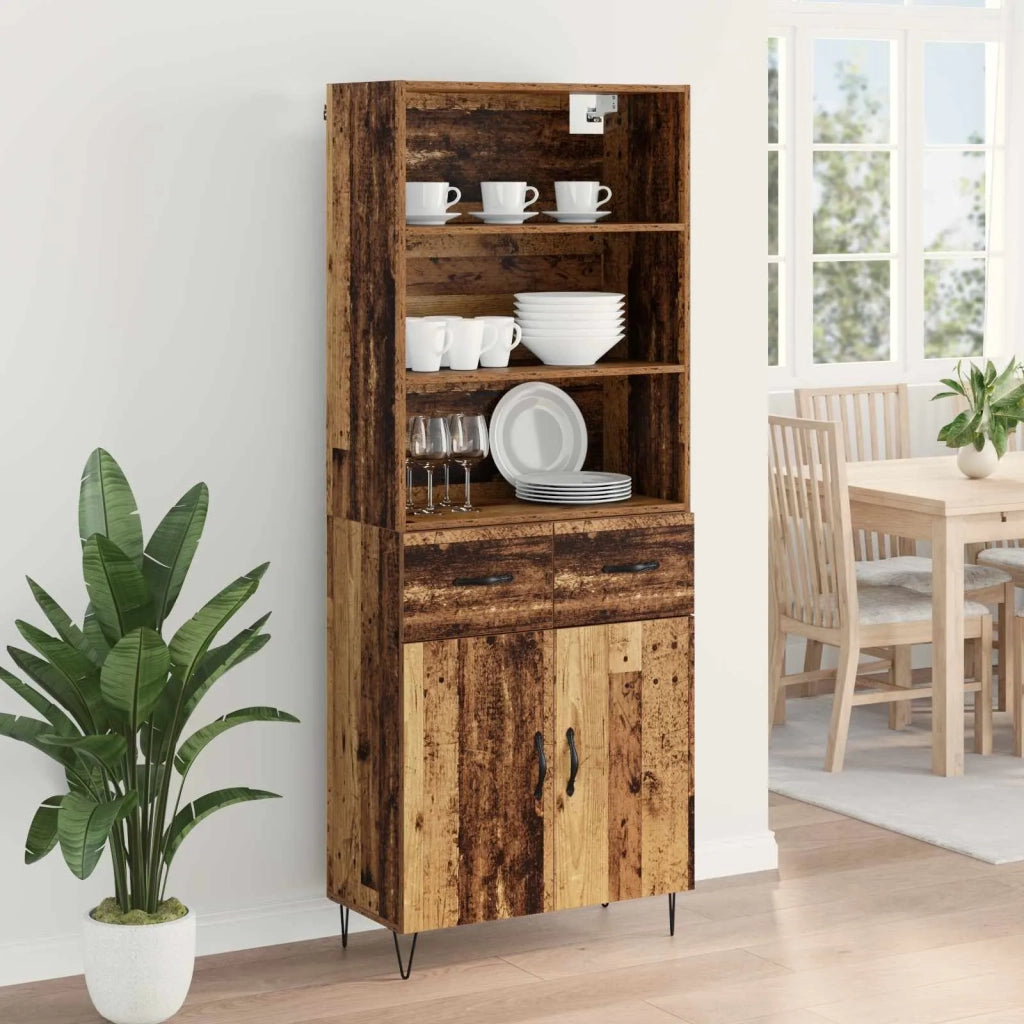 Credenza con cassetto 2 pz | Madia | Buffet da pranzo | Armadio da pranzo Legno vecchio Legno multistrato